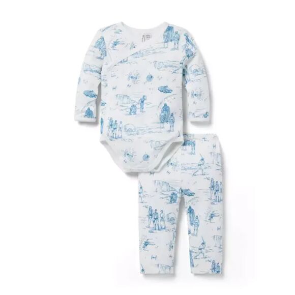 Janie and Jack STAR WARS Baby Toile Wrap Matching Set 12-18 White Luke Leia C3PO - Picture 1 of 7